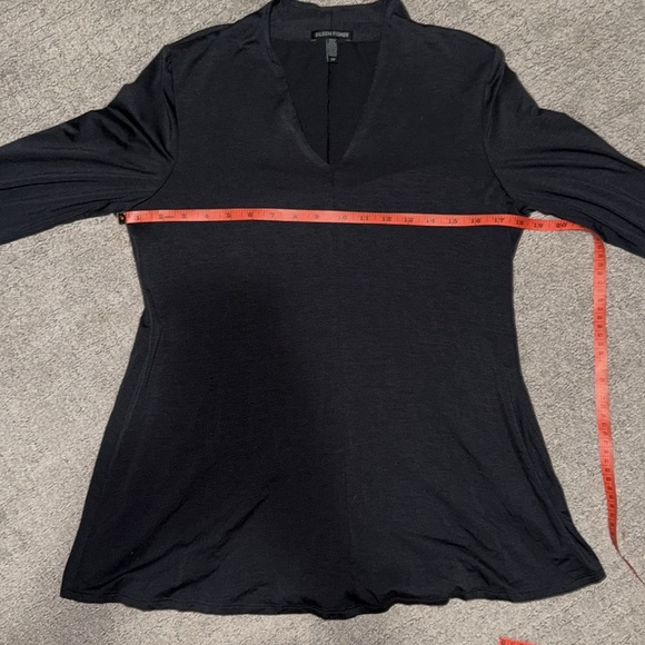 Eileen Fisher Black Blouse Small Professional Tencel Long Sleeve V Neck EUC - Picture 11 of 14